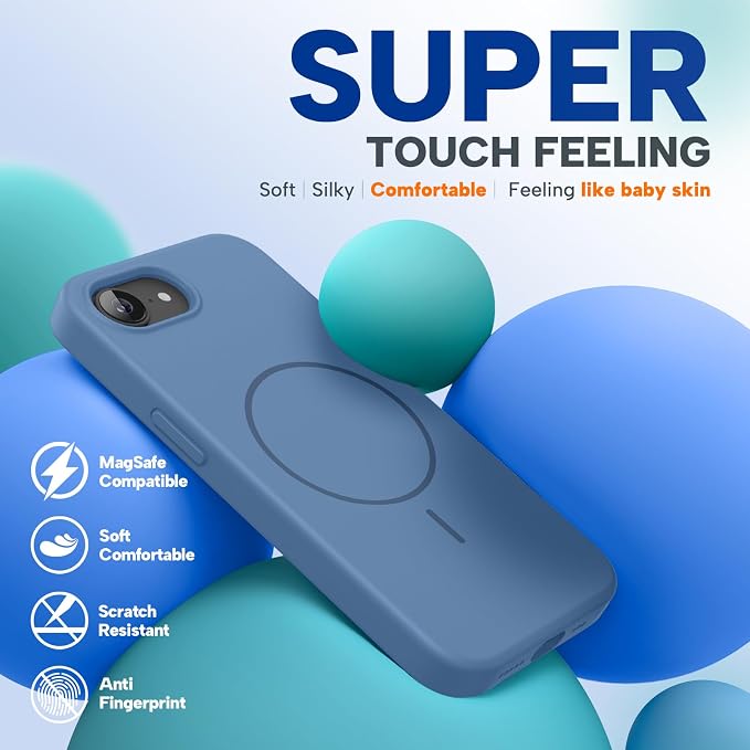 miracase Magnetic for iPhone 17e Case & iPhone 16e Case, [Soft Anti-Scratch Microfiber Lining], Compatible with MagSafe, Silicone Shockproof Protection Phone Case for iPhone 17e/16e, Glass Blue - Image 7