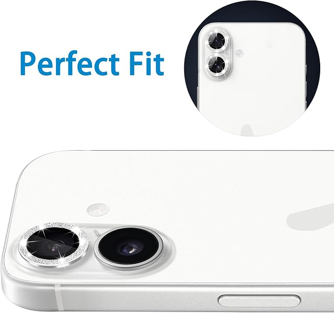 Designed for iPhone 16 and 16 Plus Camera Lens Protector, Bling Glitter Diamond Lens Cover 9H Tempered Glass Camera Cover Anti Scratch Shockproof Screen Protector - Image 6