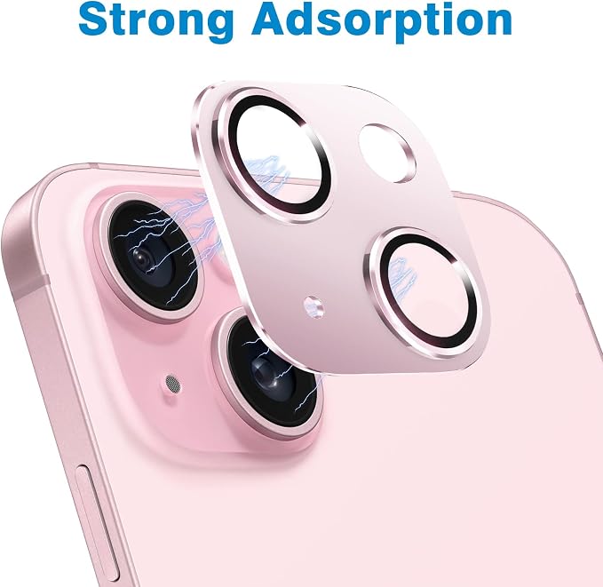 Compatible with iPhone 15 and 15 Plus Camera Lens Protector, Anti-Scratch Tempered Glass Len Screen Protector Shockproof Full Protective Camera Cover Case Friendly Lens Cover-Pink - Image 4
