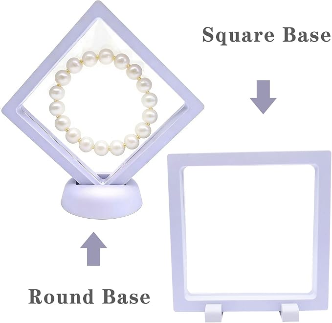 14 Pcs 3D Floating Display Case Floating Frame Display Holder Stands Transparent PE Jewelry Storage Box for Challenge Coin Medal AA Medallions (White) - Image 5