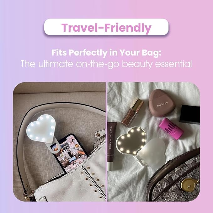 Riki Sweetheart Clip-On LED Makeup Mirror and Selfie Light, Rechargeable with Long-Lasting Battery, CRI 95+ for Phone, Laptop, and iPad, Film for TikTok, Instagram (Hot Pink) - Image 5