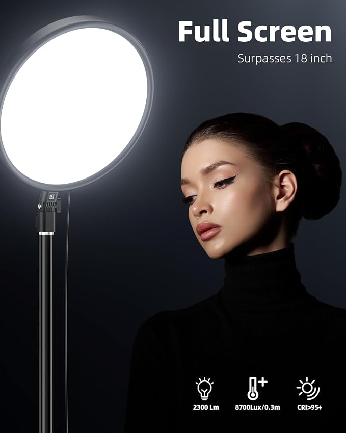 Large Ring Light with 79" Stand, 6500K Professional Full-Screen Big Ring Light with Stand and Phone Holder, Selfie Light with Remote for Studio Video Photography, TikTok, YouTube, Live Stream - Image 2