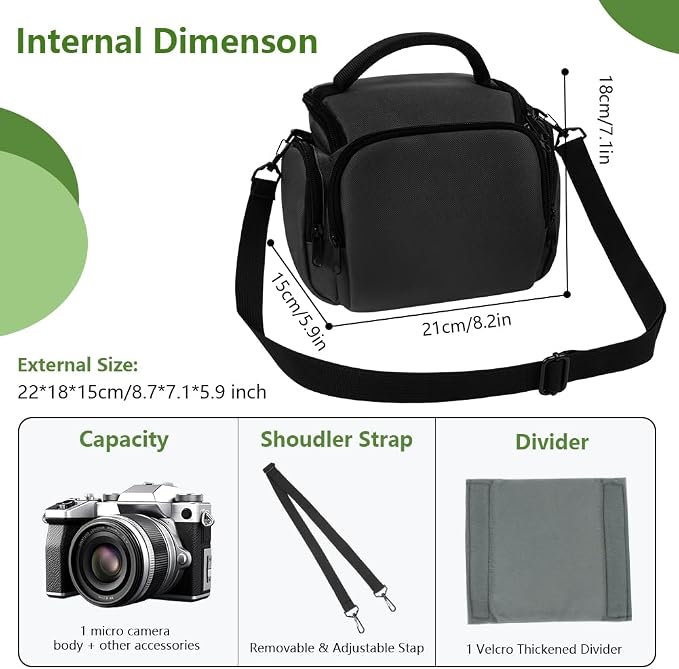 Ainiv DSLR Camera Bag, Large Waterproof Anti-Shock SLR Camera Case, Black | Adjustable Shoulder Strap Camera Backpack, Portable Crossbody Single Shoulder Backpacks Compatible with Canon, Sony, Nikon - Image 2