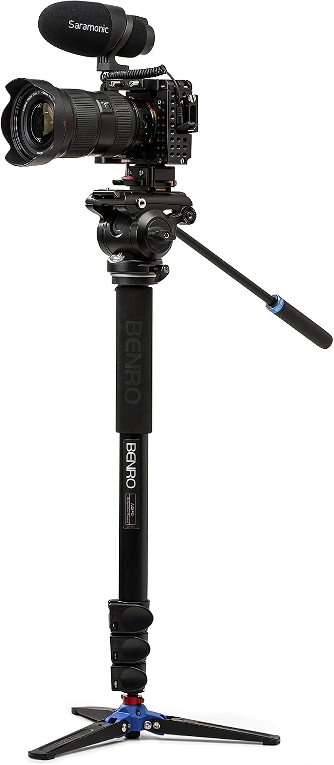 Benro A48FD Aluminum Video Monopod with S4PRO Fluid Head – 3-Leg Base, Smooth Pan/Tilt Motion, Sliding Quick-Release Plate & Travel-Friendly Support for Video Creators (A48FDS4PRO) - Image 3