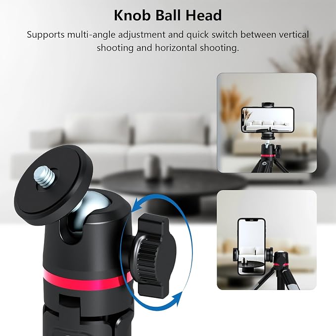 Mini Camera Tripod & Vlog Selfie Stick, Portable Extendable Desk Stand with 360° Ball Head and Cold Shoe, Travel Vlogging Gear Compatible with Action Cameras, Pocket 3, Insta360 & Phones - Image 2