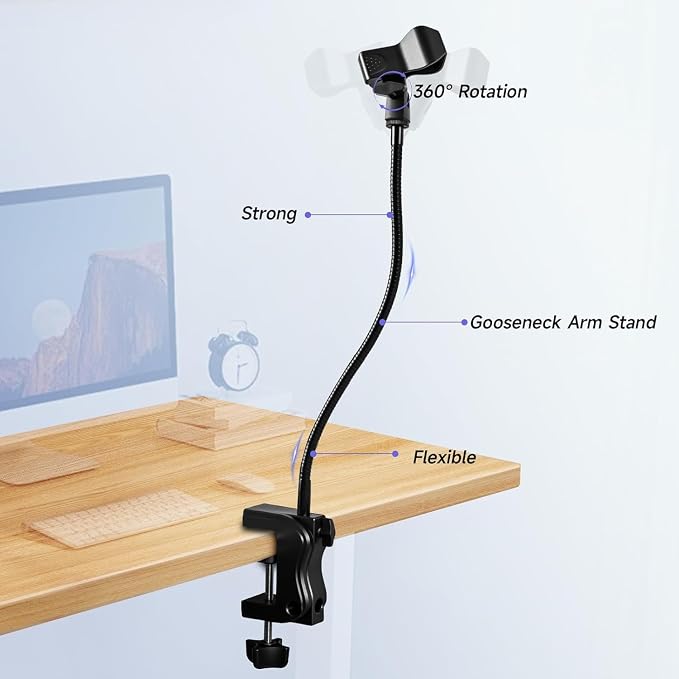 2-in-1 Podium Microphone Holder & Mic Holder -13.78" Flexible Gooseneck Desktop Mic Stands Holder for Lectern Podium Podcast Meetings Lectures Pulpit Streaming Gaming Studio (Upgrade) - Image 4