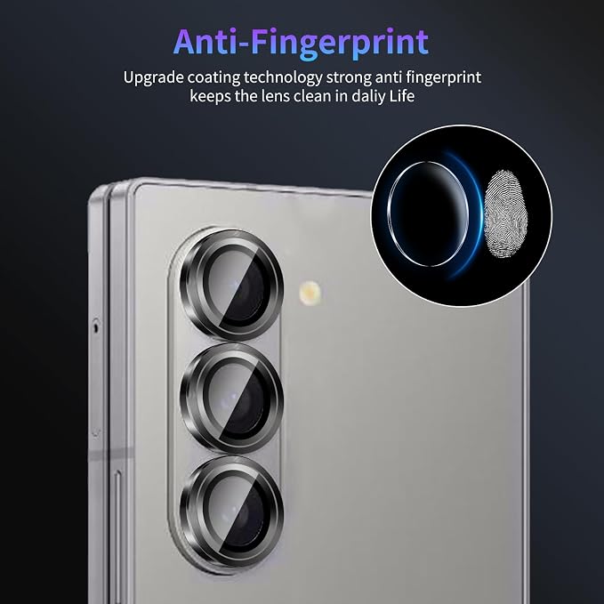 Camera Lens Protector for Samsung Galaxy Z Fold 6,1 Pack | Tempered Metal Glass Camera Cover Film,HD Clear,Anti-Scratch Lens Screen Protector Film,Case Friendly,Black Titanium - Image 6
