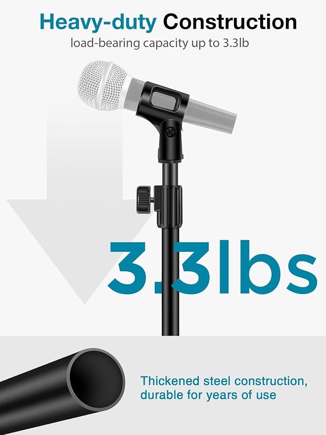 InnoGear 4 Set Desktop Microphone Stand Mic Stand Desk Mount for Fifine | for Shure Blue Yeti, All-Metal Construction, Weighted Iron Base, Height Adjustable, 3.3lb Weight Capacity - Image 3