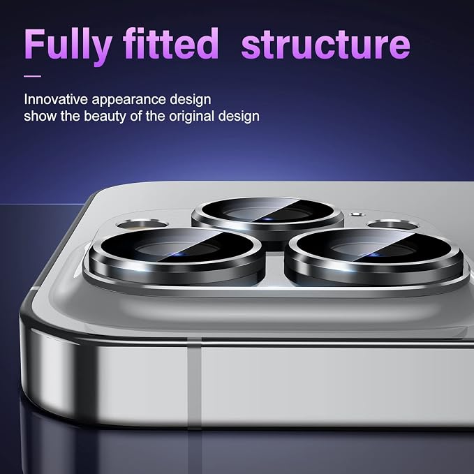 Uyiton for iPhone 14 Pro/iPhone 14 Pro Max Camera Lens Protector | Not Easy to Break, Strong Adsorption, Case-Friendly, Metal 9H Sapphire Glass Rear Camera Screen Cover, Silver - Image 5
