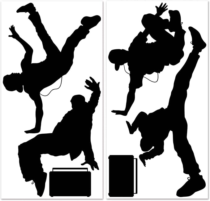 Beistle 80's Break Dancer Props, 12 Pieces, 13.75"-51.5" - Printed Plastic Silhouette Wall Decorations, Decade Cut Outs - Image 2