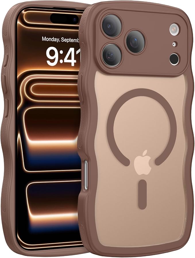 BENTOBEN Magnetic for iPhone 17 Pro Case, Cute Wavy Full Camera Protection [Compatible with MagSafe] Matte Anti-Slip Bumper Women Girls Boys Protective Cover for 17 Pro 6.3", Desert Titanium - Image 9