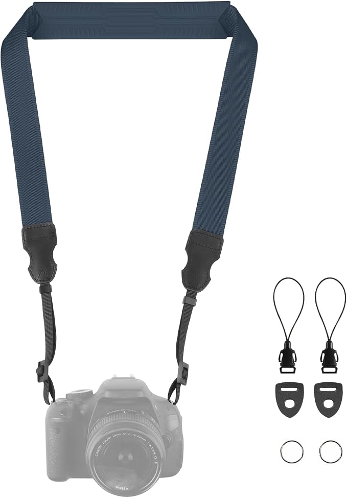 FIEIL Neck Strap Silicone Camera Straps - Padded Camera Strap, 1.5" Wide Adjustable Nylon Shoulder Strap - Compatible with Canon, Nikon, Sony, and More DSLR and Mirrorless Cameras (Royal Bule) by FIEIL