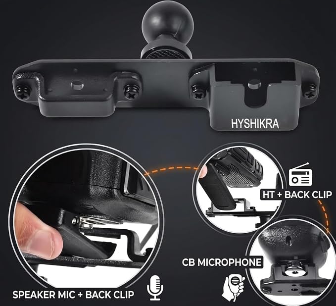 Universal Walkie Talkie Mount Holder with 25mm 1 Inch Ball Base, Heavy Duty Design for Handheld Transceiver, CB Mic and Speaker Microphone Compatible with RAM Mounts B Size Double Socket Arm - Image 3