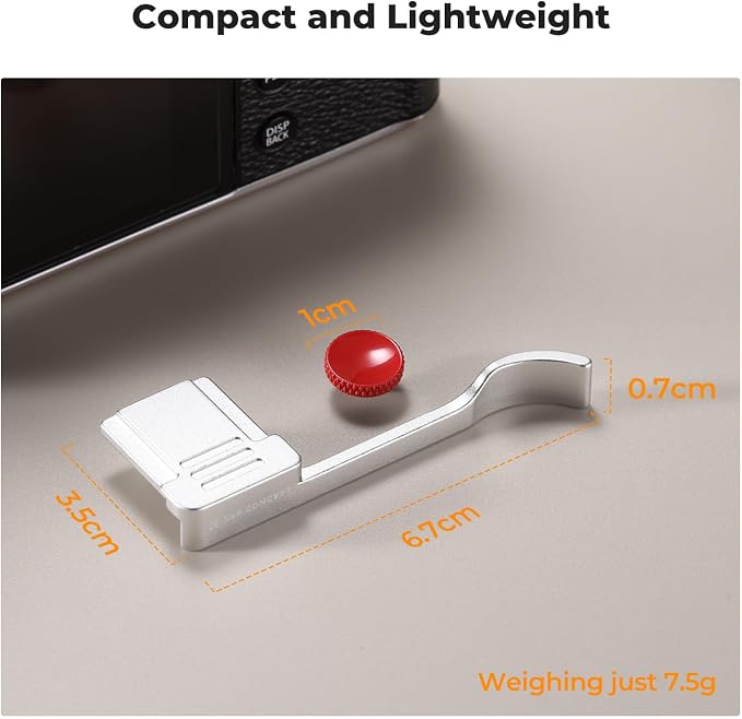 K&F CONCEPT Camera Thumb Grip with Red Shutter Button Compatible with FUJIFILM X100VI X100V, Sliver - Image 6
