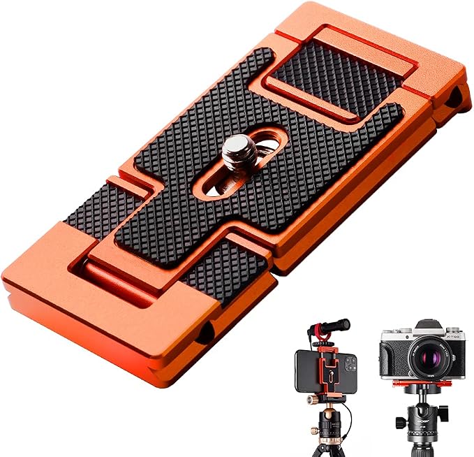 K&F Concept Aluminum Quick Release Plate, Arca-Swiss for DSLR | All-Metal Construction, Anti-Slip Rubber Pads, Hard Anodized, 1/4" Screw, Lightweight 0.39" Thick, CA02 by KFCONCEPT