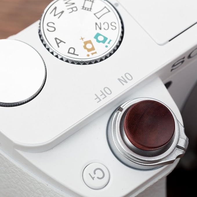 VKO Wood Soft Shutter Release Button Sticker (Wood Grain Random) | Compatible with Sony A7RIII A7II A7III A7RII RX100 V IV III II A6000 A6300 A6400 X-T100 X-T1 10.5mm Concave Surface Red - Image 5
