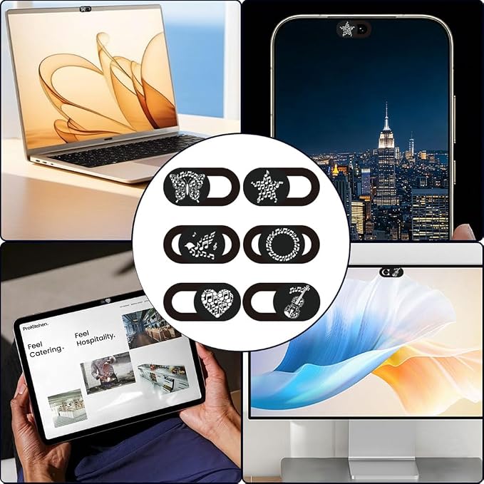 6Pcs 6 Styles Laptop Camera Cover Music Notes Privacy Guard Accessories, 0.04 Inch Ultra Thin Webcam Cover Protector Blocker for Desktop Computer Tablet Notebook Mini PC Home Office Use - Image 5