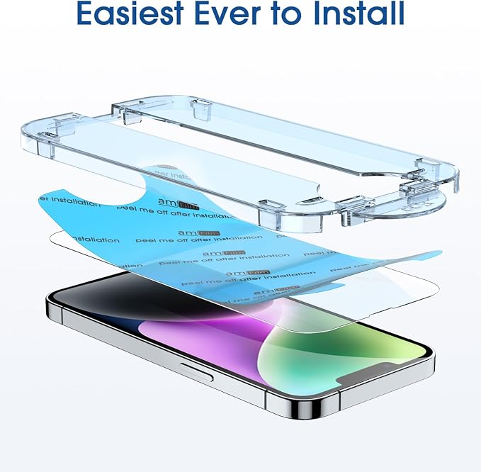 amFilm OneTouch for iPhone 14 Plus/iPhone 13 Pro Max 6.7" Screen Protector | Auto-Alignment, 30s Install, Bubble Free, 9H Hardness, Scratch & Drop Protection, HD Clear, Case Friendly, 2 Pack (13P-6.7'') - Image 3