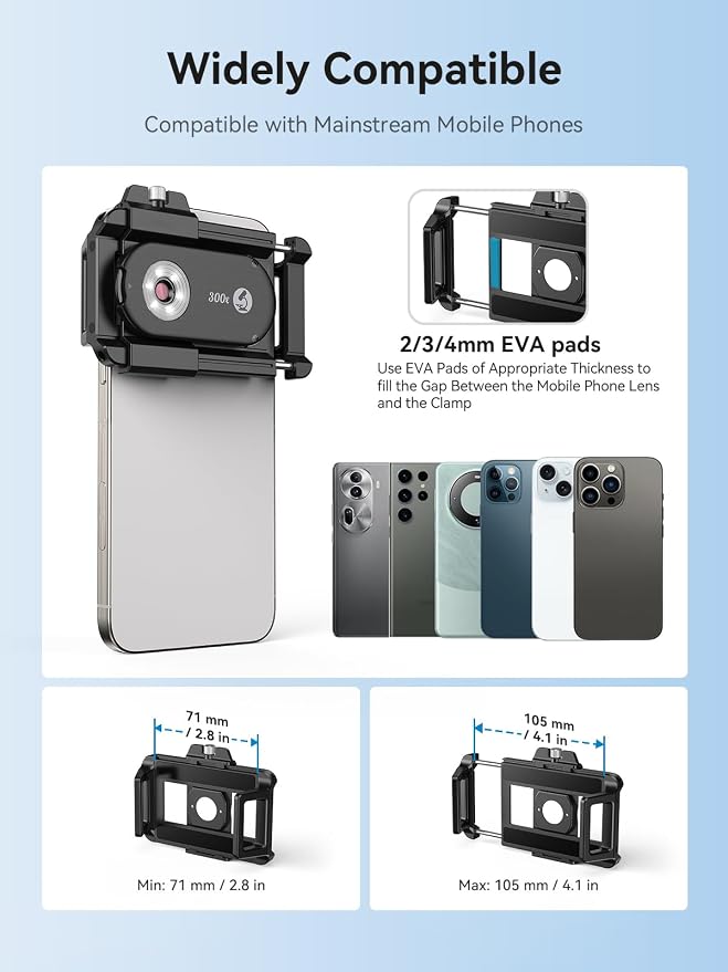 MIAO LAB 300X Phone Microscope Lens, Phone Camera Micro Lens with Universal Clip/LED Light/CPL, Mini Pocket Microscope Attachment for iPhone 17/16/15/14/13 Series and Most Smartphone MS300(300X) - Image 7