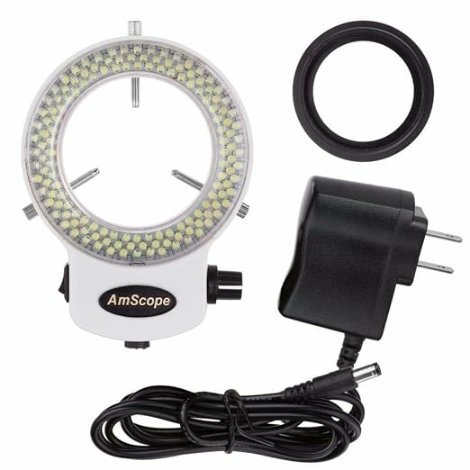 AmScope LED-144W-ZK White Adjustable 144 LED Ring Light Illuminator | USB 2.0 Connectivity Stereo Zoom Microscope 144-LED Ring Light by AmScope
