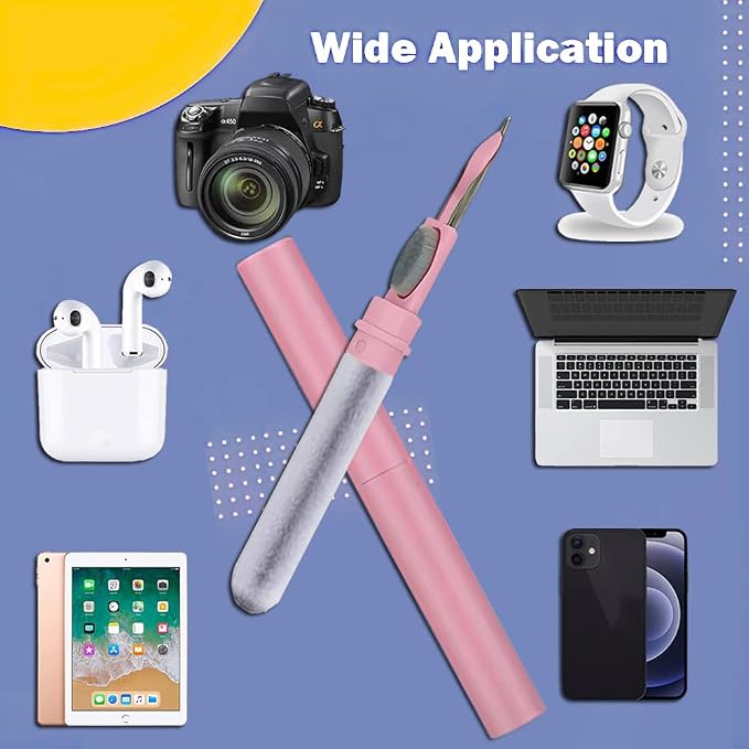 Cleaner Kit for Airpods,Earbuds Cleaning kit for Airpods Pro 1 2 3, Multi-Function Cleaning Tool with Brush Flocking Sponge for Wireless Earphones Bluetooth Headphones Case Camera and Phone (Pink) - Image 5