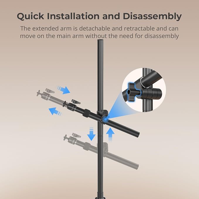 SMALLRIG Camera Desk Mount, Overhead Camera Arm Stand for Desk with 360° Ball Head,for DSLR Cameras, Cell Phones, Lights, Microphones | with 360° Ball Head, Adjustable Height, 1/4"-20 Screw and 3/8"-16 Hole for DSLR Cameras, Phones, LED Lights, Microph... - Image 6