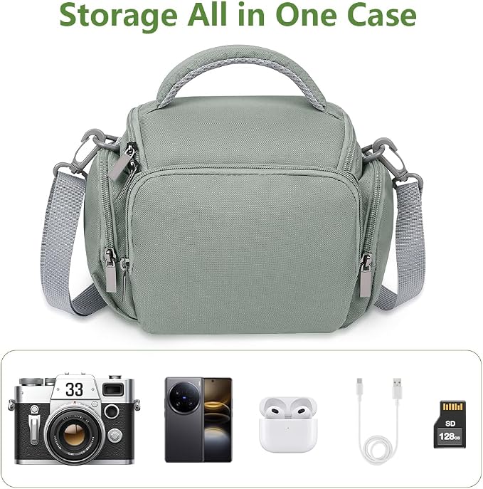 Ainiv DSLR Camera Bag, Large Waterproof Anti-Shock SLR Camera Case, Grey | Adjustable Shoulder Strap Camera Backpack, Portable Crossbody Single Shoulder Backpacks Compatible with Canon, Sony, Nikon - Image 6