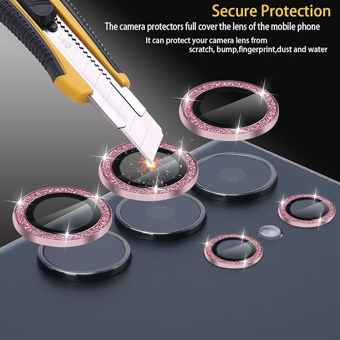 Camera Lens Protector for Samsung Galaxy S24 Ultra, Glitter Pink | Tempered Glass, Auto-align Tray, Easy Installation, Case Friendly, Anti-Scratch, HD Clear, Ultra Slim - Image 2