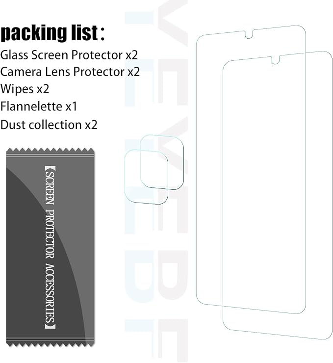 Galaxy A12 HD Clear Tempered Glass Screen Protector + Camera Lens Protectors, [2+2 Pack] [3D Glass] [Bubble-Free] [Anti-Glare] Screen Protector Glass For Samsung Galaxy A12 - Image 8