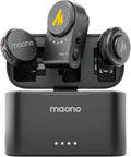 MAONO T5 Wireless Lavalier Microphone for Camera (2 TX+1 RX+Charing Case) | Magnetic Lapel Mini Mic with 48khz/24bit Audio, AI Noise Reduction,1000ft, 40H, Gain Knob for Video Recording Content Creator by MAONO
