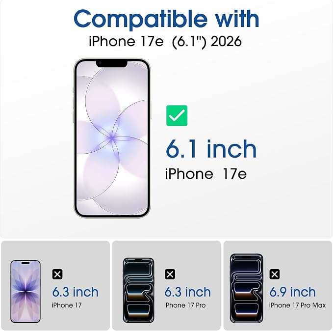 amFilm OneTouch for iPhone 17e Screen Protector 6.1'' Tempered Glass | Auto-Alignment, 30s Install, Bubble Free, Scratch & Drop Protection, HD Clear, Camera Lens Protector, 2+2 Pack (17E-6.1'') - Image 2