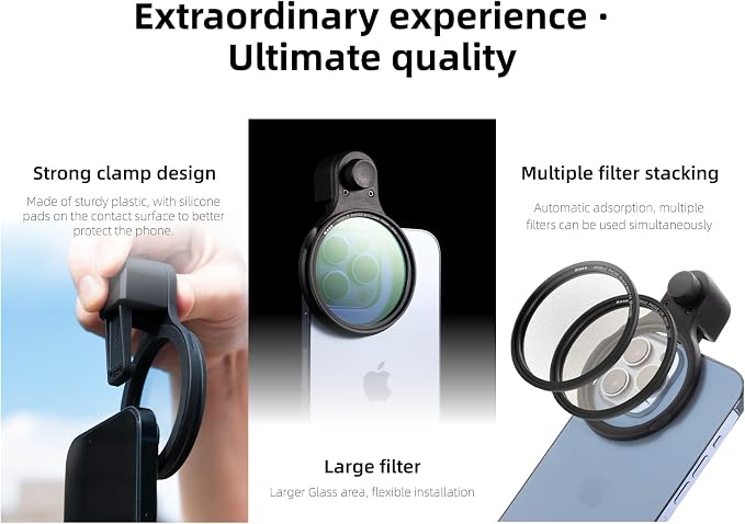 Kase 58mm Magnetic Phone CPL Filter, Circular Polarizer Lens Filter with Quick-Snap Clip, Smartphone Camera Filter for iPhone & Android, Mobile Photography, Travel, Vlogging & Video Recording - Image 3
