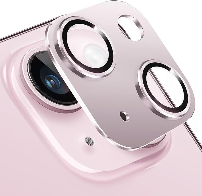 Compatible with iPhone 15 and 15 Plus Camera Lens Protector, Anti-Scratch Tempered Glass Len Screen Protector Shockproof Full Protective Camera Cover Case Friendly Lens Cover-Pink by Hsefo