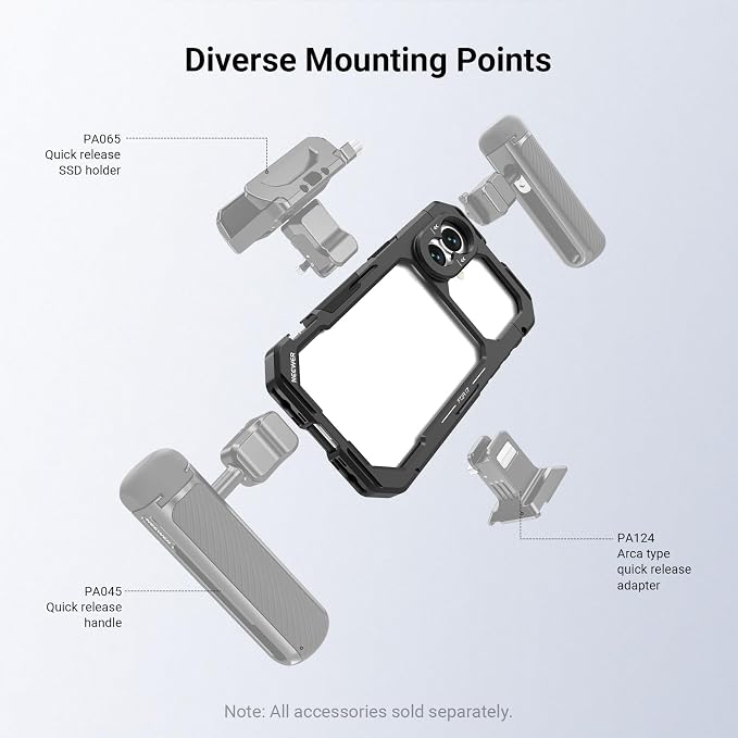 NEEWER Phone Cage Compatible with iPhone 17 Only, Quick Release Video Rig Stabilizer Accessories Kit with 67mm Filter Ring, 17mm Lens Backplate, T Mount Adapter, Camera Control Cap, PA158 (Black) - Image 2