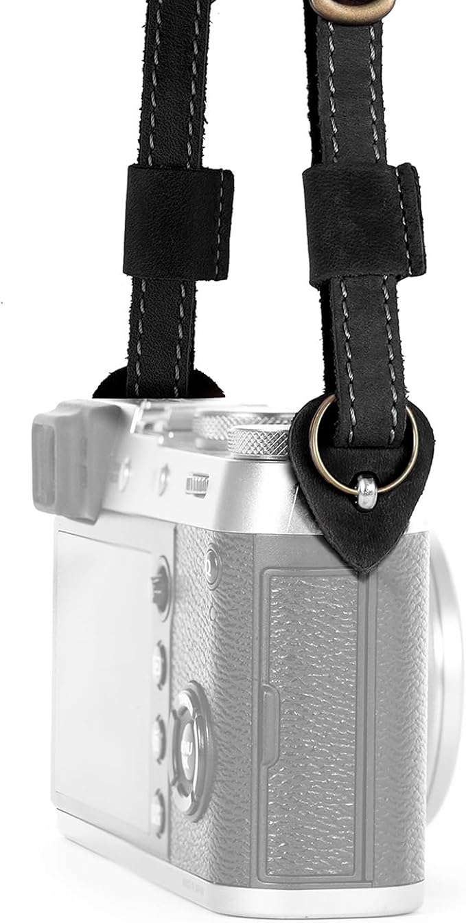 MegaGear Sierra Genuine Full-Grain Leather Camera Strap — Vintage Shoulder & Neck Strap for Canon, Sony, Fuji, Leica, Nikon, Olympus DSLR & Mirrorless — 39-47 in Adjustable, Hand-Stitched, Black - Image 9