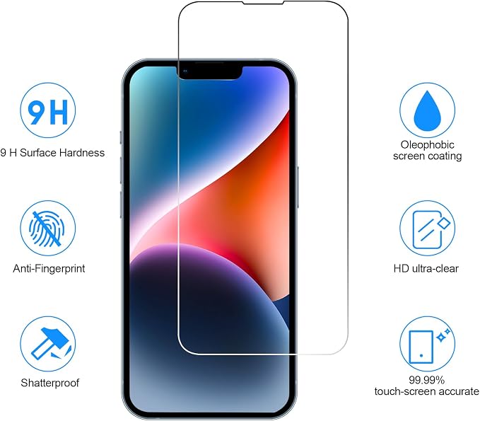 SIBEITU 3+3 Pack Screen Protector + Camera Lens Protector for iPhone 14 Pro | 6.1 Inch HD 9H Hardness Tempered Glass Film, Scratch Resistant, Sensor Protection, Case Friendly, High Response, Bubble Free - Image 2