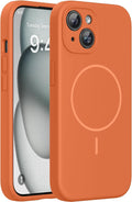 miracase Magnetic for iPhone 15 Case, [Soft Anti-Scratch Microfiber Lining], Compatible with MagSafe, Liquid Silicone Case Shockproof Drop Protection Phone Case for 15,Orange by Miracase