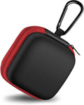 Square Earbud Case Portable EVA Carrying Case Storage Bag Cell Phone Accessories Organizer with Carabiner for Earphone, Earbud, Earpieces, SD Memory Card, Camera Chips, Tech Pouch, Red by Woyinger