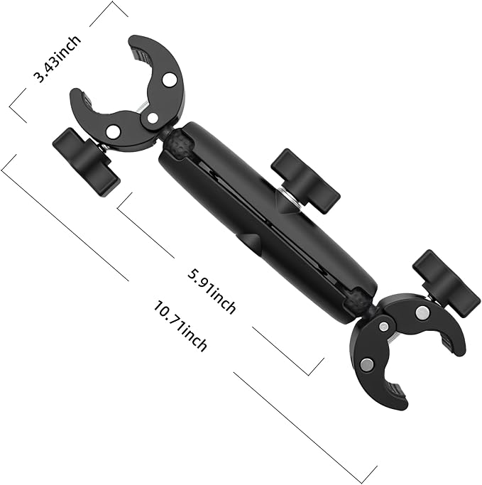 Double Super Clamp Mount Umbrella Holder with 360° Magic Arm, Heavy Duty Camera & Pole Clamp for Photography Light Stand, Monitor Bracket, Chair, Reflector & Crossbar Mount, 10" - Image 8