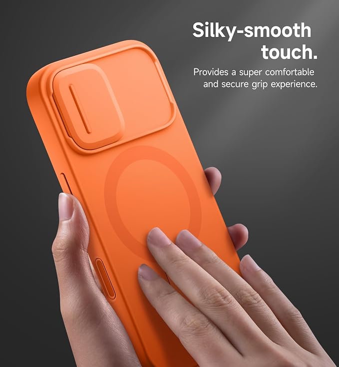 SURITCH for iPhone 17 Case with Camera Control Cover, Camera Slide Cover and Adjustable Kickstand, Compatible with MagSafe, Shockproof Bumper Protective Cases 6.3 Inch, Orange - Image 8