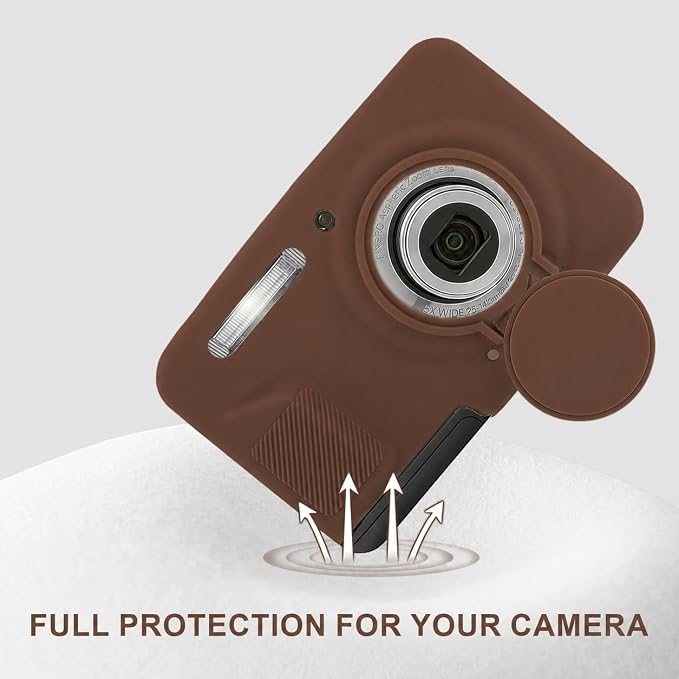 Camera Case for Kodak PIXPRO FZ55 with 2-Pack Screen Protector | Cute Charm Wrist Strap, Soft Silicone Protective Case with Removable Lens Cap for Kodak FZ55 Accessories - Coffee Brown - Image 5