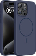 miracase Magnetic for iPhone 15 Pro Max Case, [Soft Anti-Scratch Microfiber Lining], Compatible with MagSafe, Liquid Silicone Case Shockproof Drop Protection Phone Case for 15 ProMax, Dark Blue by Miracase
