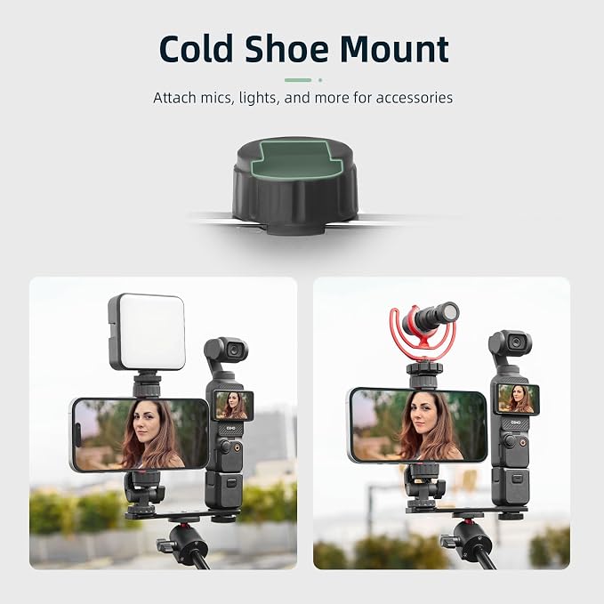BRDRC Pocket 3 4 Phone Holder Mount, Metal Expansion Adapter Phone Clip with 1/4” Screw and Cold Shoe for DJI Osmo Pocket 3 4 Creator Combo Accessories - Can be Used with Tripod Selfie Stick - Image 9