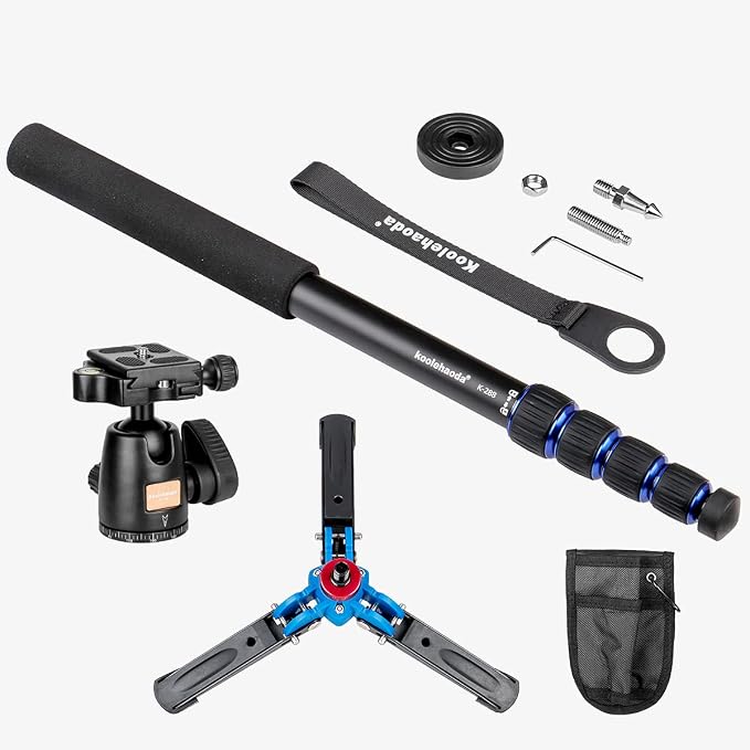 Koolehaoda 69" Aluminum Monopod with Tripod Base & Ball Head for DSLR | 3-Feet Support Stand, Adjustable Height, for Canon Nikon DSLR Camera, Portable Travel Photography Monopod, Lightweight - Image 2