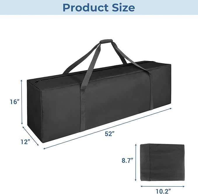 COOLBEBE 52" Sports Duffle Bag - 160L Extra Large Travel Duffel Luggage Bag | Upgrade 2-way Lockable Zippers, Sturdy & Water Resistant Long Duffle Bag for Camping Moving (Black 52inch) - Image 5