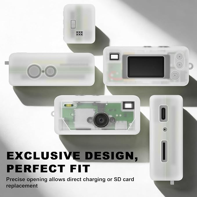Silicone Case for Kodak CHARMERA Millennium Keychain Mini Digicam Blind Box | Soft Keychain Camera Sleeve, Precise Cutouts, Case-On Charging & SD Card Access, Screen Protector & Wrist Strap- Transparent - Image 3