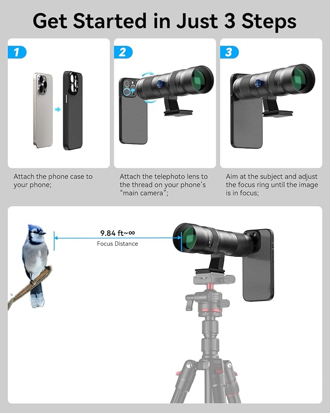 20-60X Zoom Telephoto Lens for iPhone 16 Pro, Evil Eye High Power HD Telephoto Phone Lens with Phone Case - Image 6