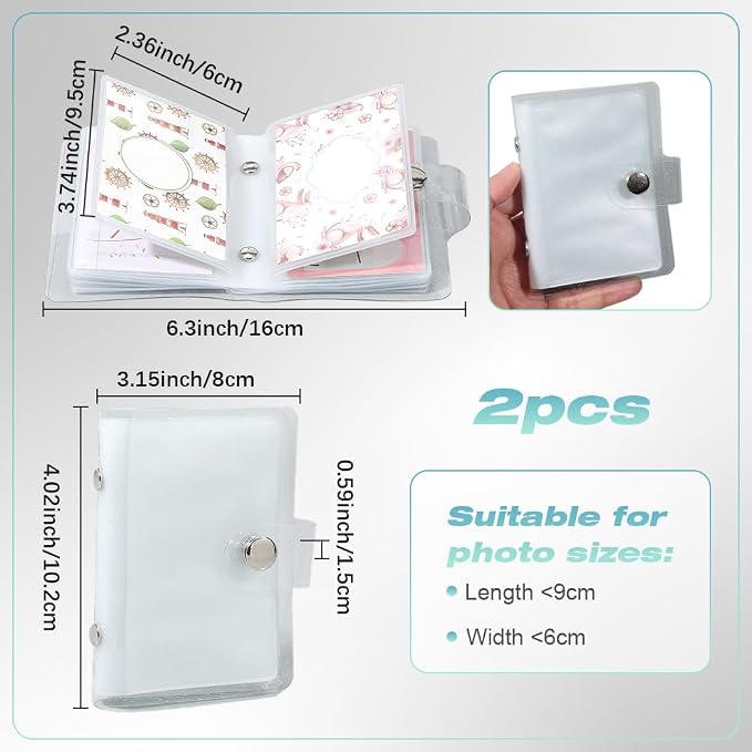 2 Pack 3x4in Instax Mini Picture Album Wallet Photo Book 36 Pockets Rectangle Polaroid Clear PVC Plastic Small Album Holder Cover for 3 Inch Pictures Photos Photocard Holder Storage - Image 2