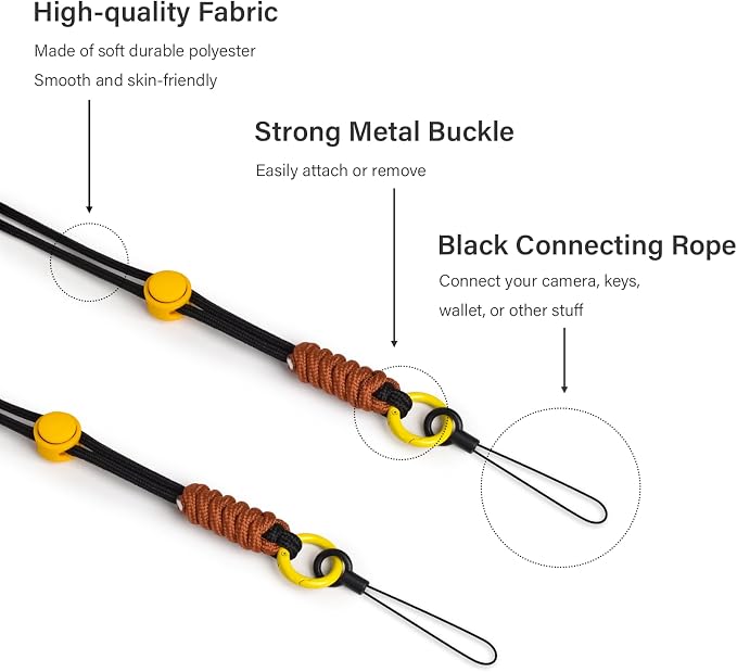 VOVMOEYA Camera Strap,Long Neck Strap for Fujifilm Mini 12/11/9/8/7+,Shoulder Strap camera strap Long Crossbody Lanyard for photographer Camera/Badge Holder/Keys/Wallet Multi-Function Lanyard(Black) - Image 2