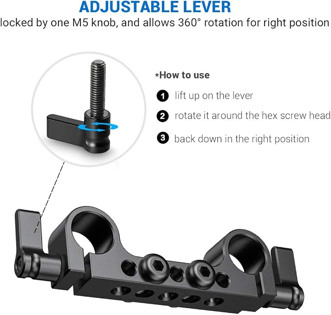 SmallRig Super Lightweight 15mm Railblock, 15mm Rod Clamp with 1/4"-20 Thread for Sony for Canon and Other DSLR Camera Rig Shoulder Support Rail System - 942 - Image 4